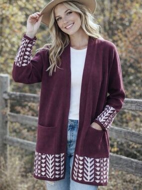 *FIRM PRICE* NWT - FRYE Southwestern Style Open Front Knit Cardigan